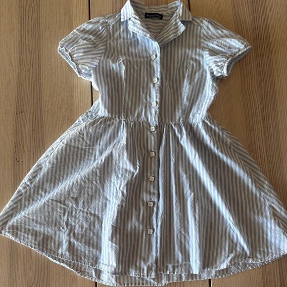 sorridere Dresses & Skirts - Sorridere Japanese Nautical Blue and White striped button up smocked dress- M